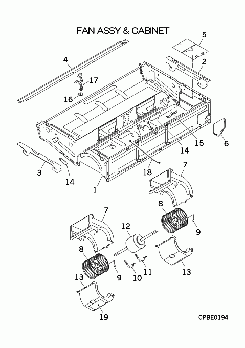 B: Ventilator und Gehäuse