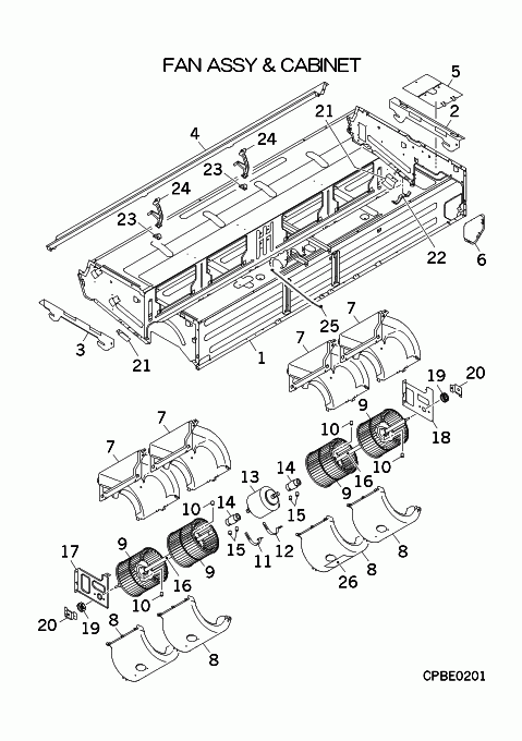 B: Ventilator und Gehäuse