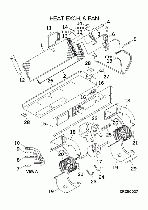 B: Wärmeübertrager und Ventilator