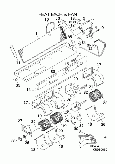 B: Wärmeübertrager und Ventilator