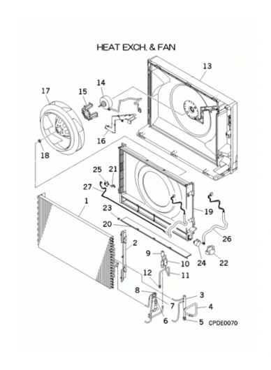 B: Wärmeübertrager und Ventilator