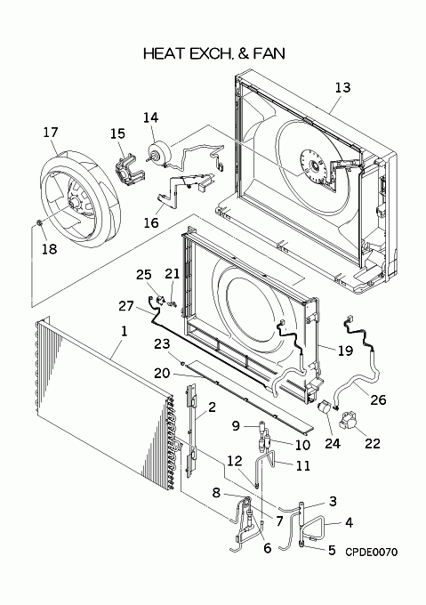 B: Wärmeübertrager und Ventilator