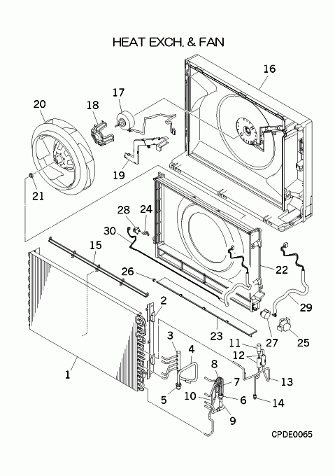 B: Wärmeübertrager und Ventilator