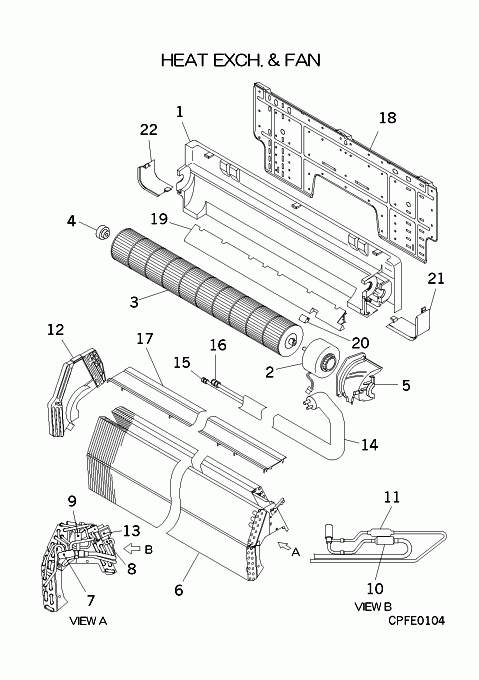 B: Wärmeübertrager und Ventilator