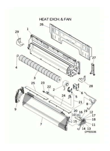 B: Wärmeübertrager und Ventilator