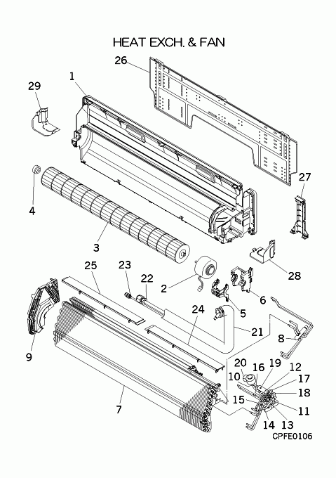 B: Wärmeübertrager und Ventilator