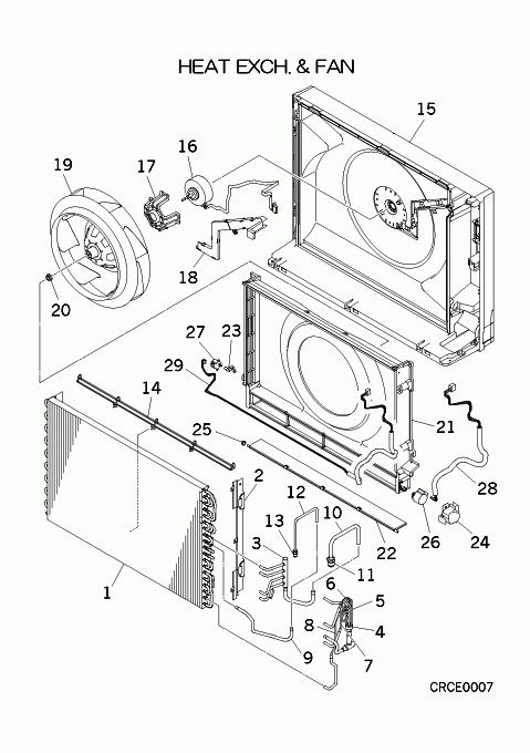 B: Wärmeübertrager und Ventilator