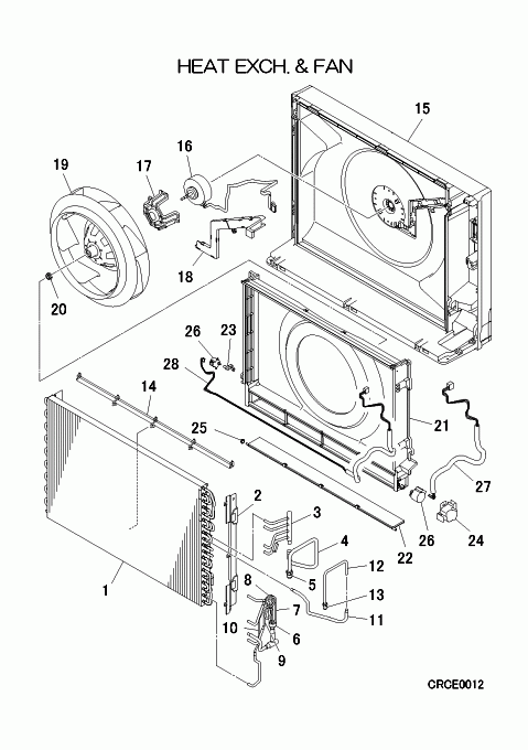 B: Wärmeübertrager und Ventilator