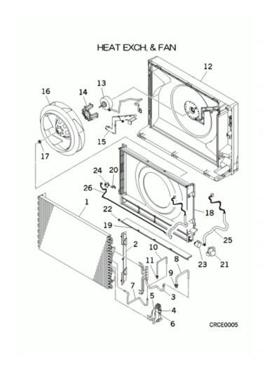 B: Wärmeübertrager und Ventilator