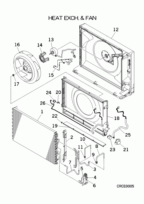 B: Wärmeübertrager und Ventilator