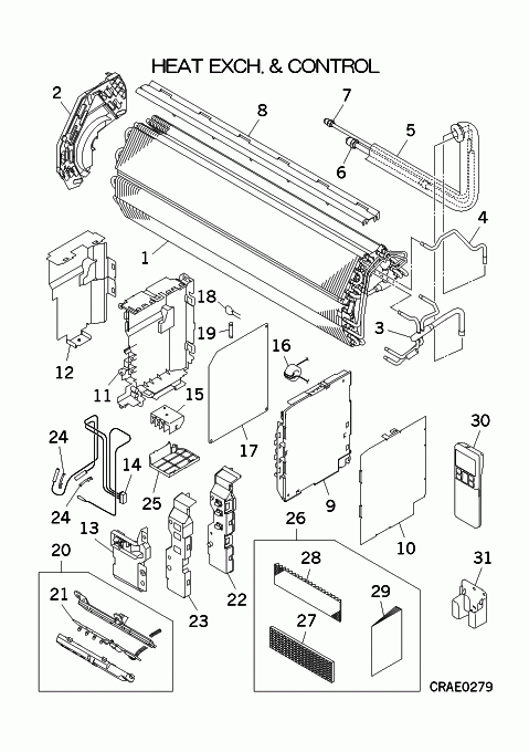 B: Wärmeübertrager und Steuereinheit