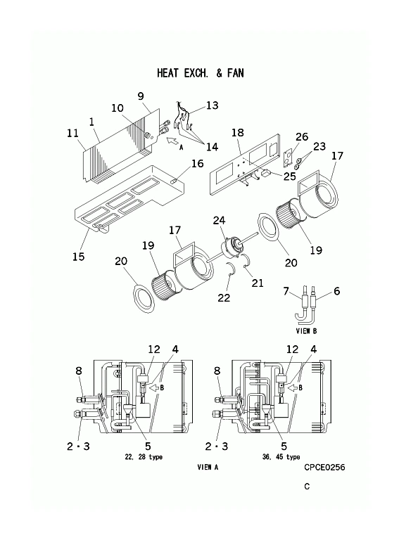 B: Wärmetauscher und Ventilator