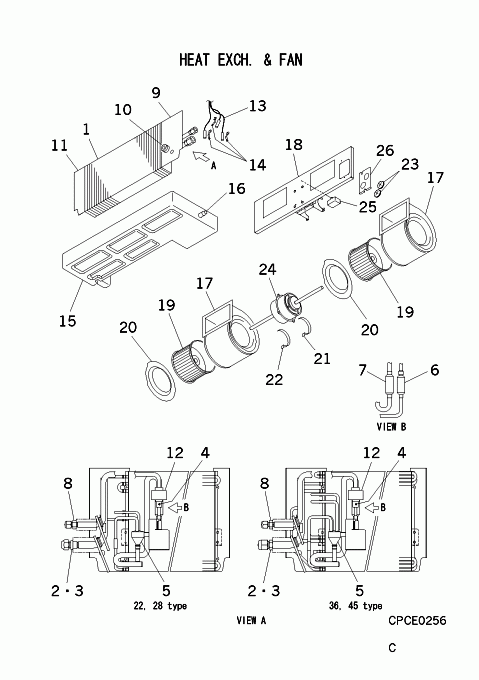 B: Wärmeübertrager und Ventilator