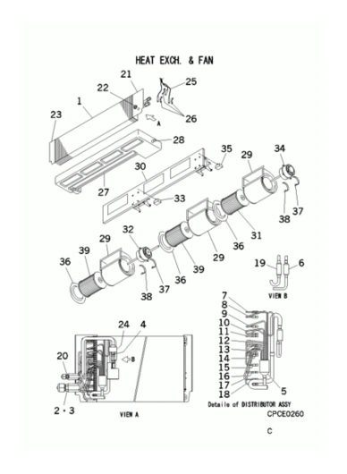 B: Wärmeübertrager und Ventilator