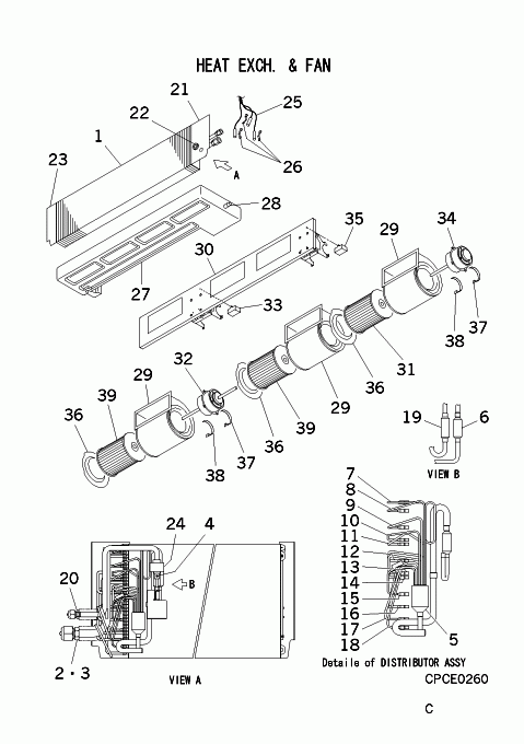 B: Wärmeübertrager und Ventilator