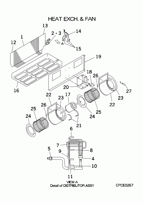 B: Wärmeübertrager und Ventilator