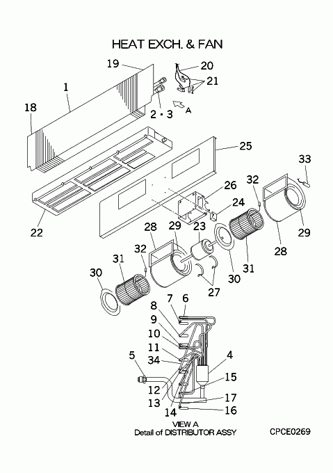 B: Wärmeübertrager und Ventilator