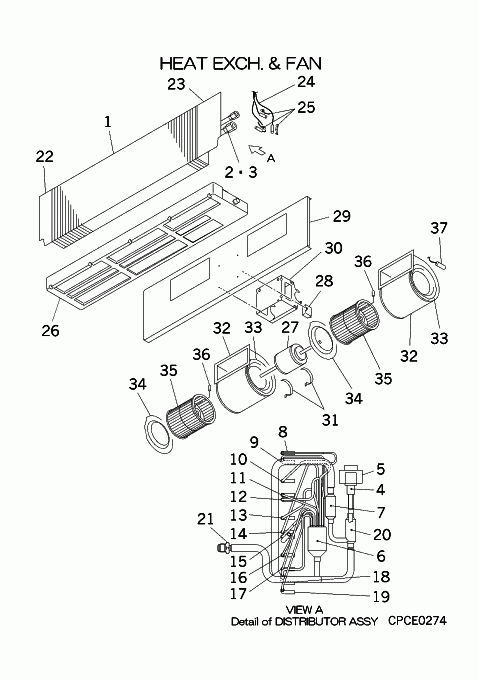 B: Wärmeübertrager und Ventilator