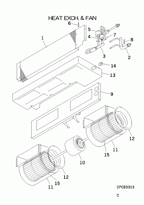 B: Wärmeübertrager und Ventilator