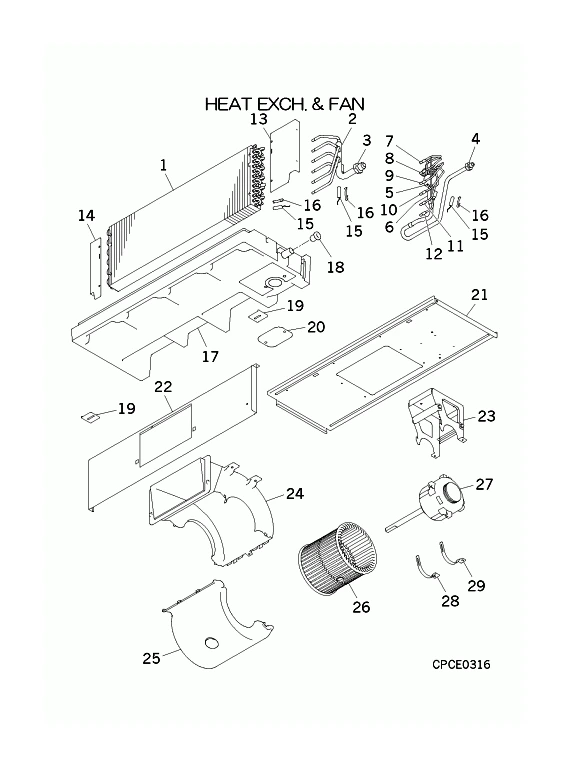 B: Wärmetauscher und Ventilator