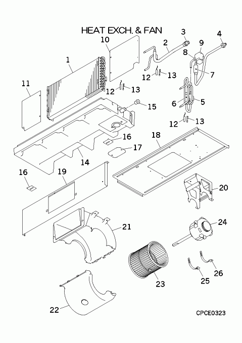 B: Wärmeübertrager und Ventilator