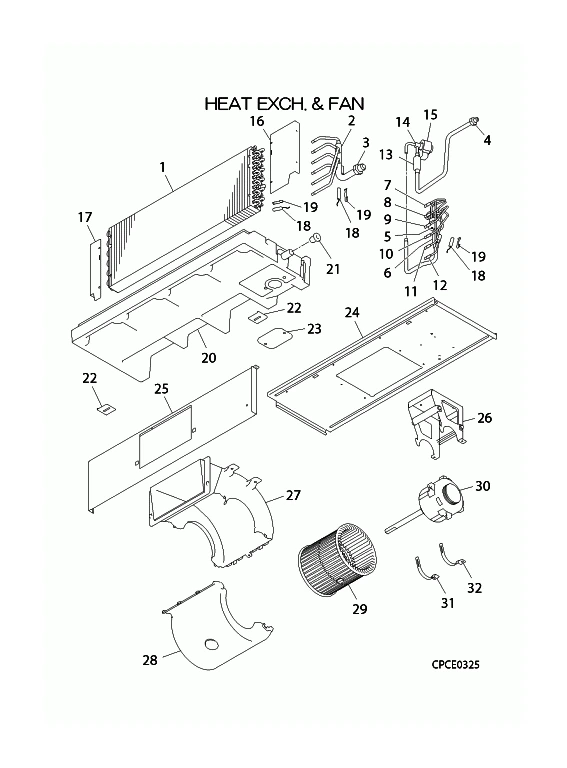 B: Wärmetauscher und Ventilator