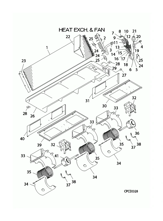 B: Wärmeübertrager und Ventilator