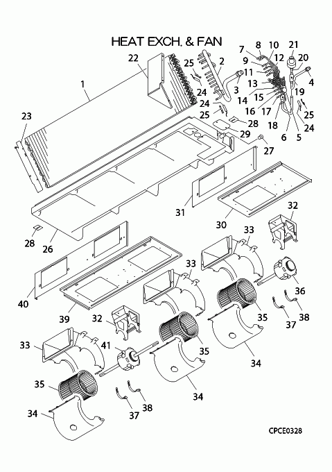 B: Wärmeübertrager und Ventilator