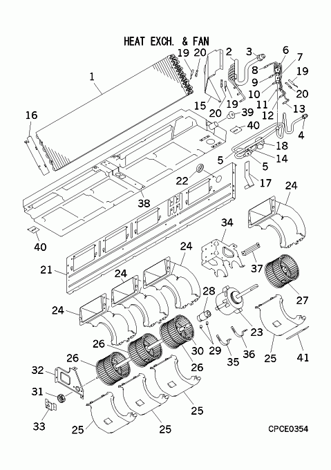 B: Wärmeübertrager und Ventilator