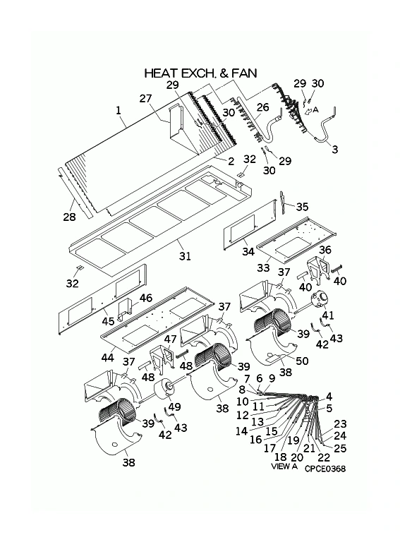 B: Wärmetauscher und Ventilator