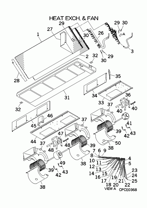 B: Wärmeübertrager und Ventilator