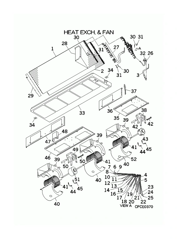 B: Wärmetauscher und Ventilator