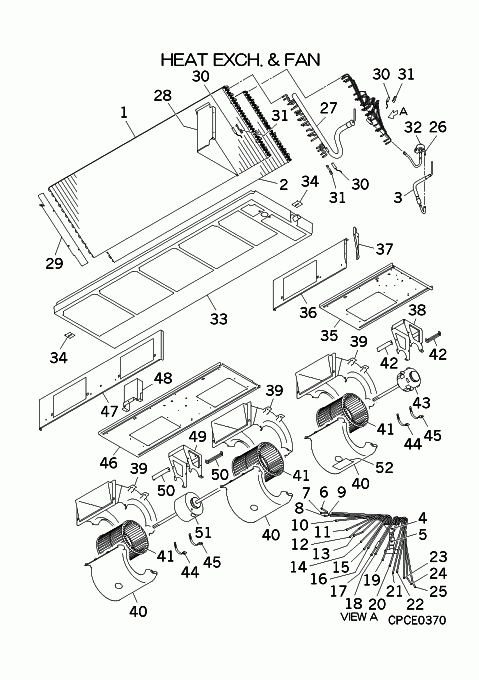 B: Wärmeübertrager und Ventilator