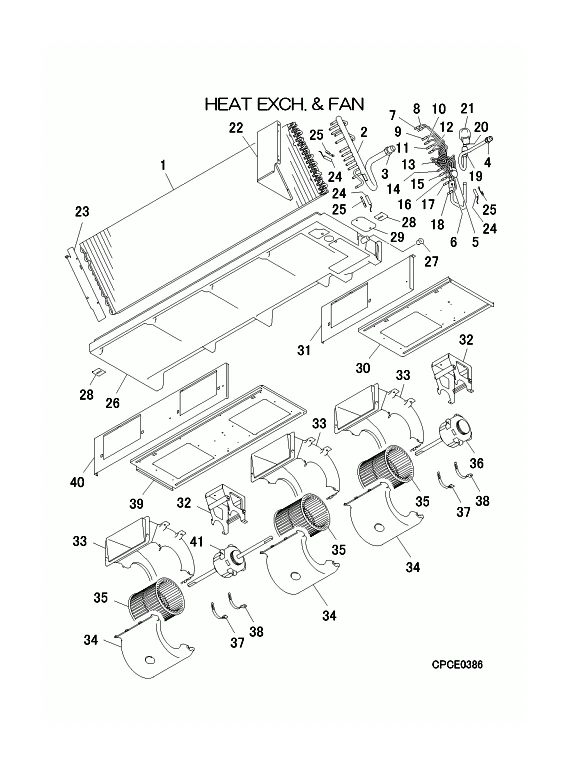 B: Wärmeübertrager und Ventilator