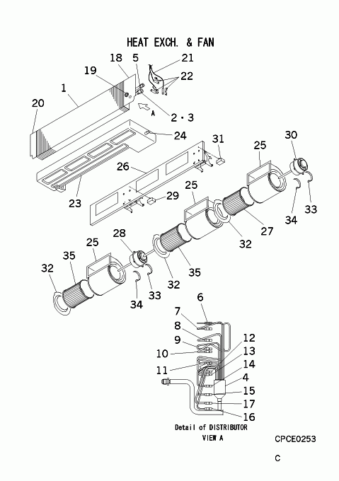 B: Wärmeübertrager und Ventilator