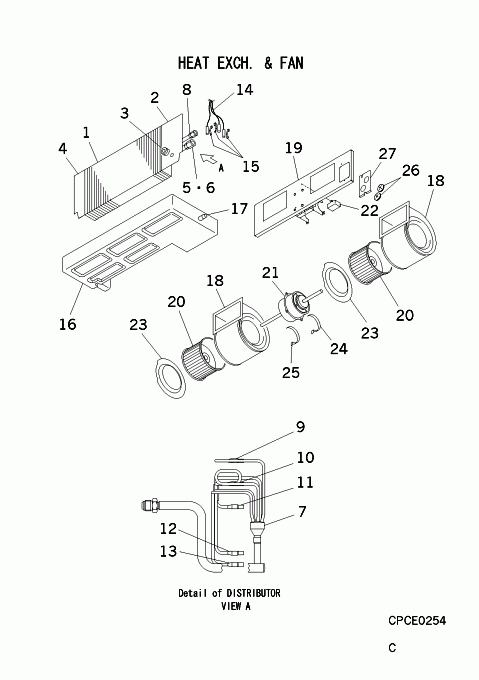 B: Wärmeübertrager und Ventilator