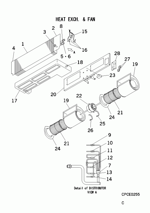 B: Wärmeübertrager und Ventilator