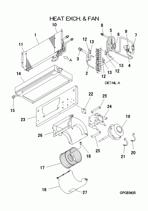 B: Wärmeübertrager und Ventilator