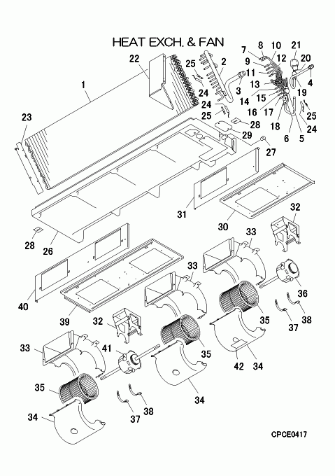 B: Wärmeübertrager und Ventilator