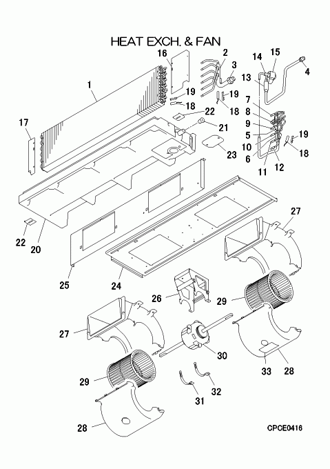 B: Wärmeübertrager und Ventilator