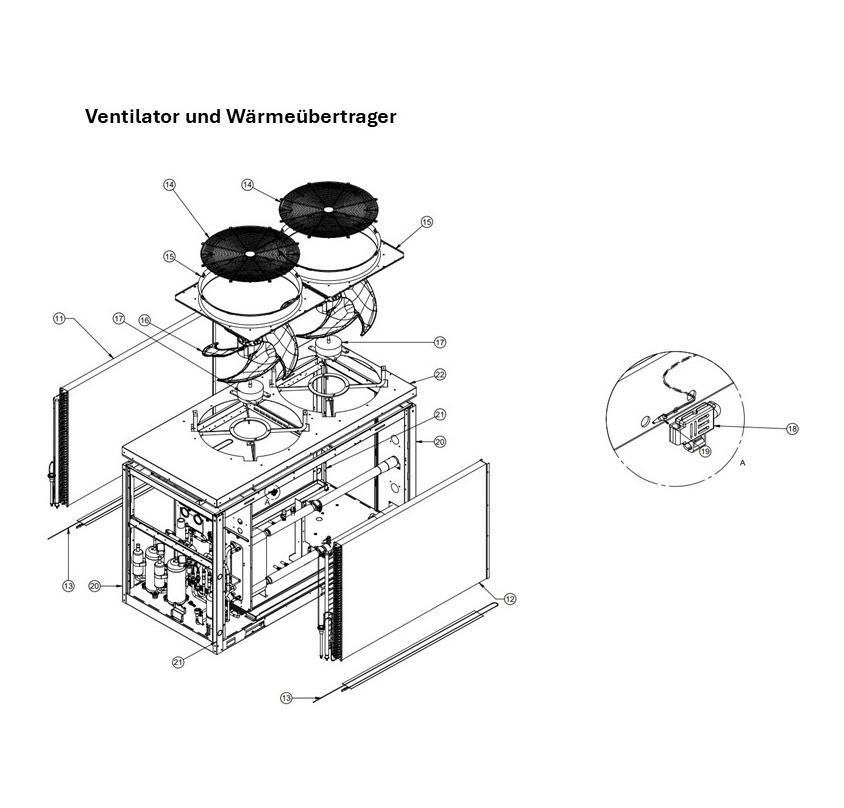 B: Ventilator und Wärmeübertrager