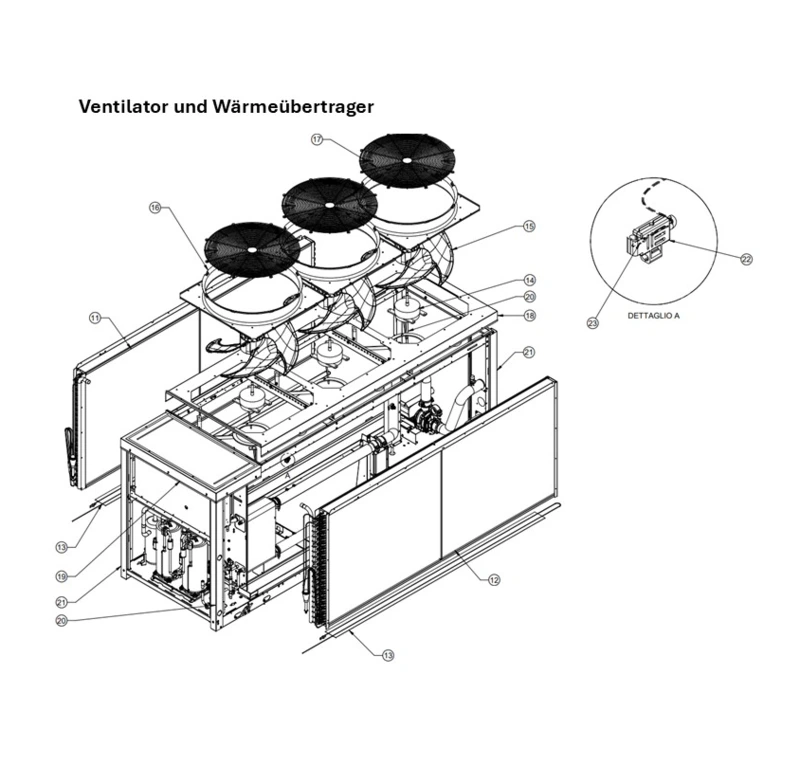 B: Ventilator und Wärmeübertrager
