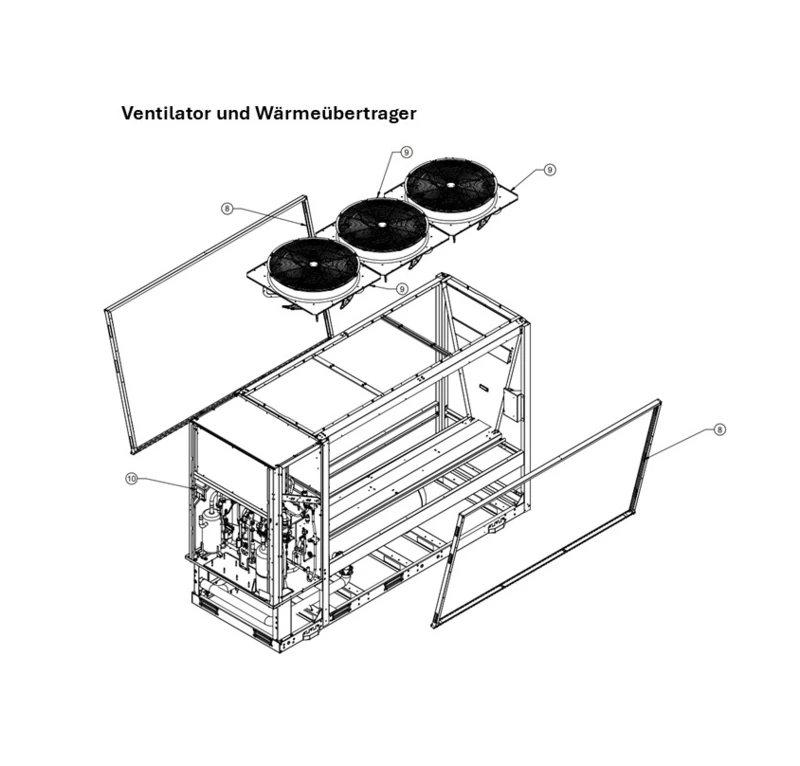 B: Ventilator und Wärmeübertrager