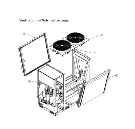 B: Ventilator und Wärmeübertrager