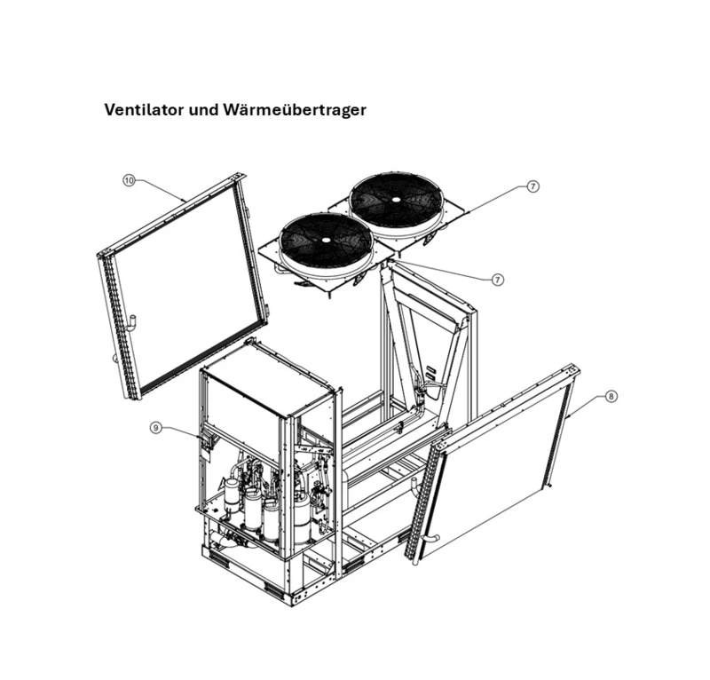 B: Ventilator und Wärmeübertrager