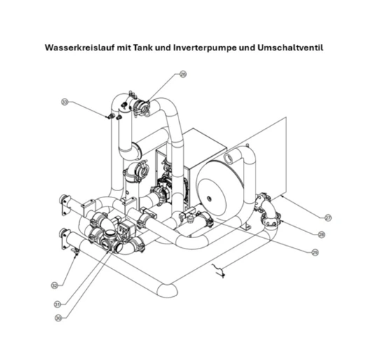 E: Wasserkreislauf mit Tank und Inverterpumpe und Umschaltventil