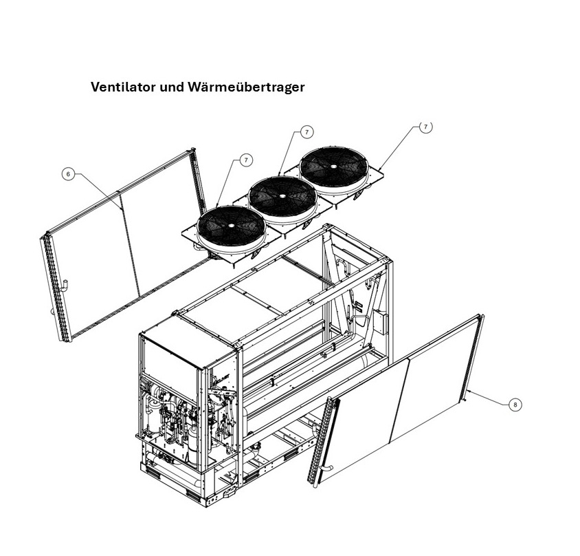 B: Ventilator und Wärmeübertrager
